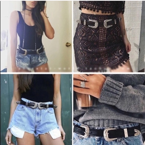 5⭐️ double buckle vegan leather boho belt western - Picture 4 of 8